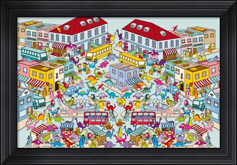 Framed Dino Town Print