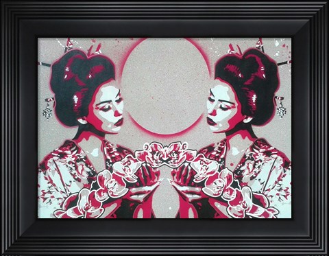 Framed Mirror Geisha Print