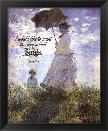 Framed Monet Quote Madame Monet and Her Son Print