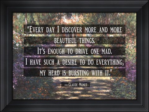Framed Monet Quote Garden at Giverny Print