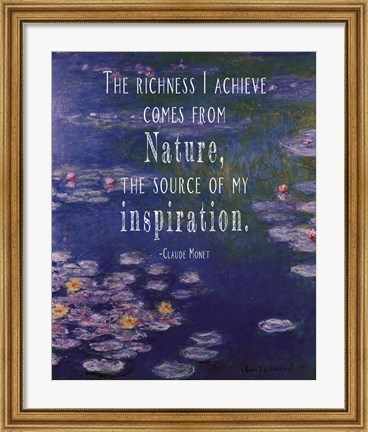 Framed Monet Quote Waterlilies at Giverny Print