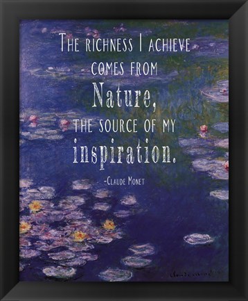 Framed Monet Quote Waterlilies at Giverny Print