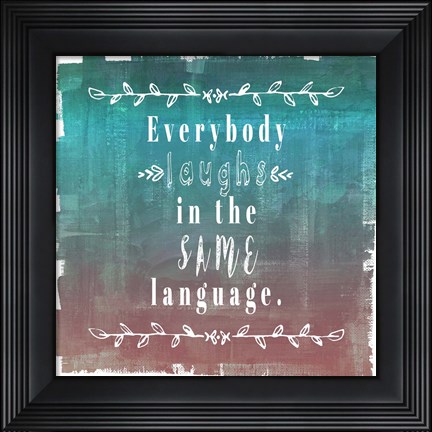 Framed Ombre Everybody Laughs Teal Print