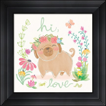 Framed Garden Friends White V Print