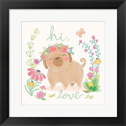 Framed Garden Friends White V Print