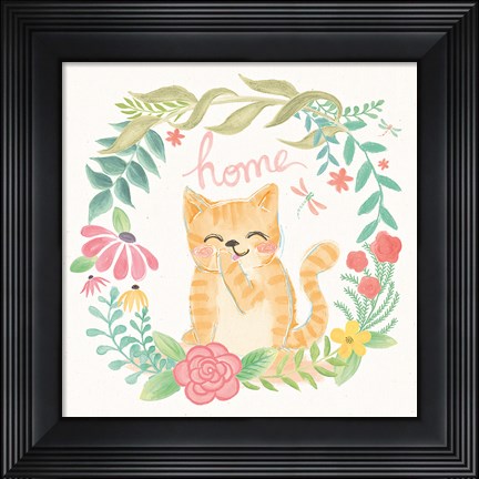 Framed Garden Friends White III Print