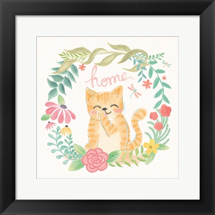 Framed Garden Friends White III Print