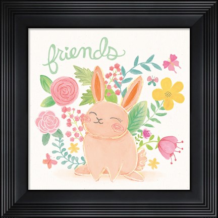 Framed Garden Friends White II Print