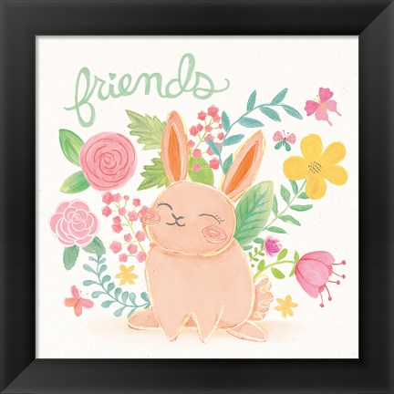 Framed Garden Friends White II Print