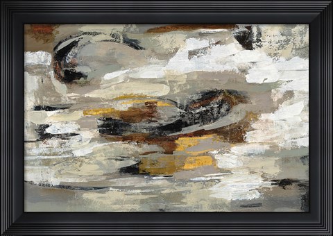 Framed Neutral Abstract Gray Print