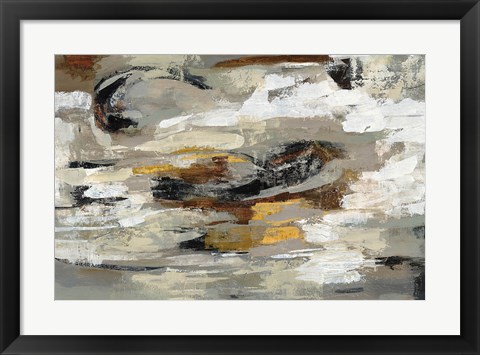 Framed Neutral Abstract Gray Print