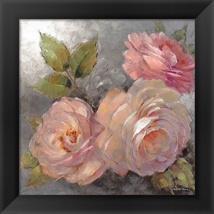 Framed Roses on Gray II Print