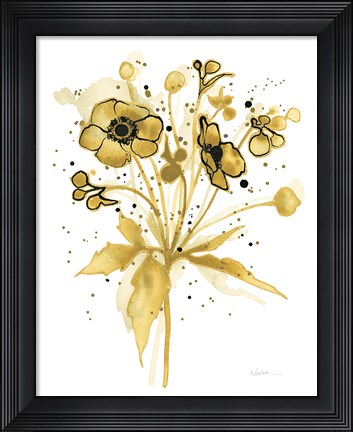 Framed Celebration d Or I with Gray Print