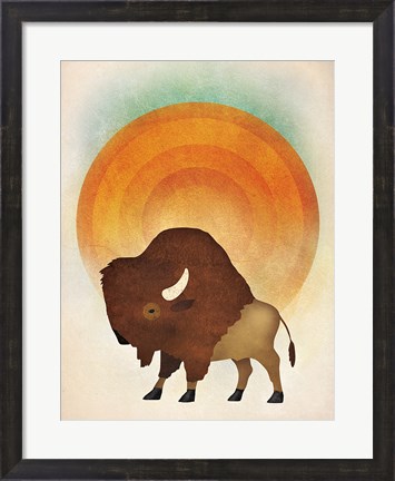 Framed Blazing Sun Bison Print