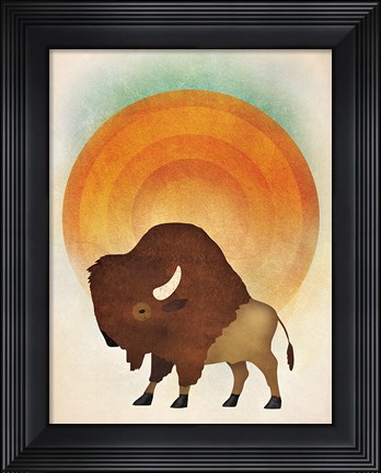 Framed Blazing Sun Bison Print