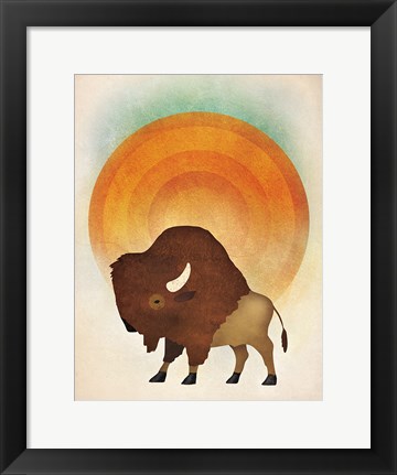 Framed Blazing Sun Bison Print