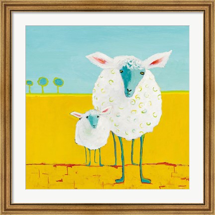 Framed Mama and Baby Sheep Print