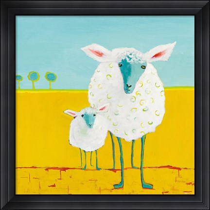 Framed Mama and Baby Sheep Print
