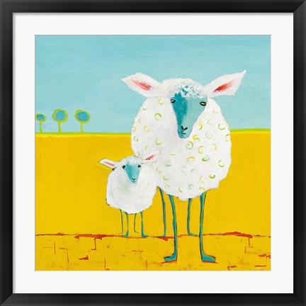 Framed Mama and Baby Sheep Print