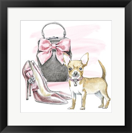 Framed Glamour Pups I Print