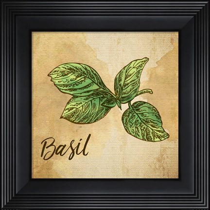 Framed Basil on Burlap Print