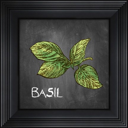 Framed Basil on Chalkboard Print