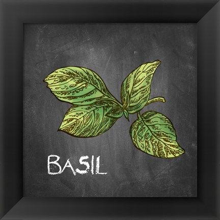 Framed Basil on Chalkboard Print