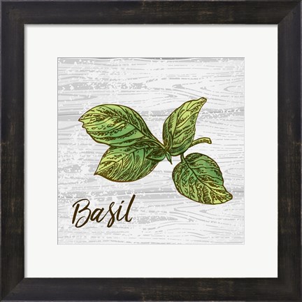 Framed Basil on Wood Print