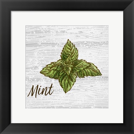 Framed Mint on Wood Print