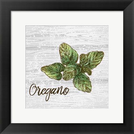 Framed Oregano on Wood Print