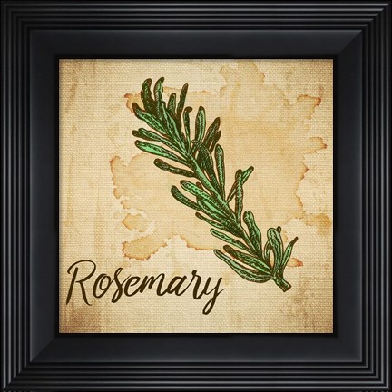 Framed Rosemary on Burlap Print