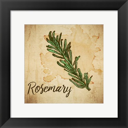 Framed Rosemary on Burlap Print