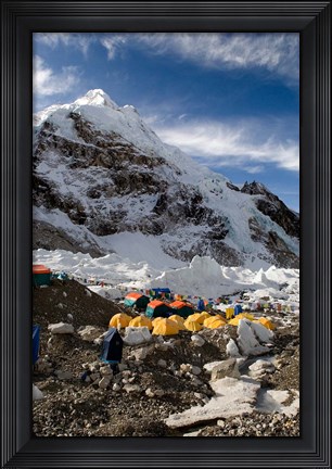 Framed Tents Scattered along Khumbu Glacier,  Mt Everest, Nepal Print