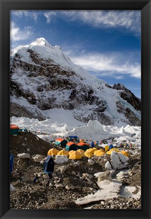 Framed Tents Scattered along Khumbu Glacier,  Mt Everest, Nepal Print