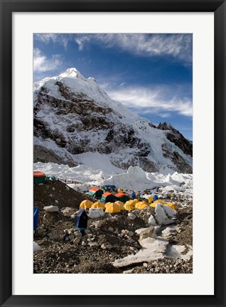 Framed Tents Scattered along Khumbu Glacier,  Mt Everest, Nepal Print