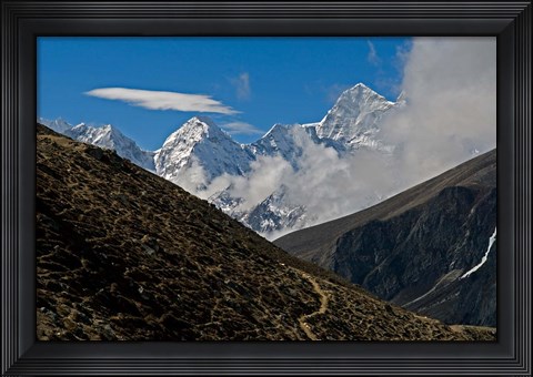 Framed Everest Base Camp Trail snakes along the Khumbu Valley, Nepal Print