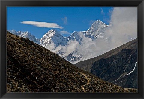 Framed Everest Base Camp Trail snakes along the Khumbu Valley, Nepal Print