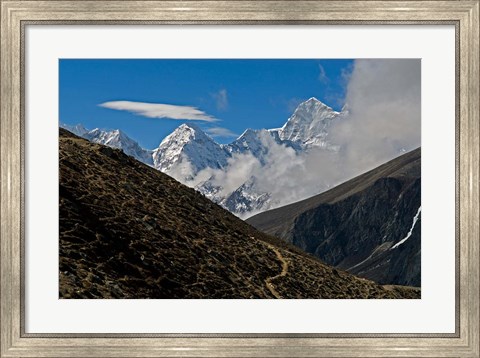 Framed Everest Base Camp Trail snakes along the Khumbu Valley, Nepal Print