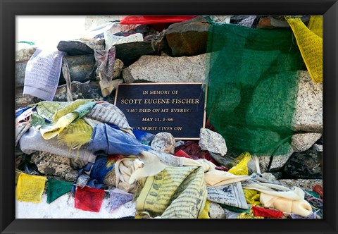 Framed Chorten with in prayer flags, Mt Everest, Nepal Print