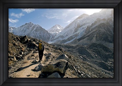 Framed trekker on the Everest Base Camp Trail, Nepal Print