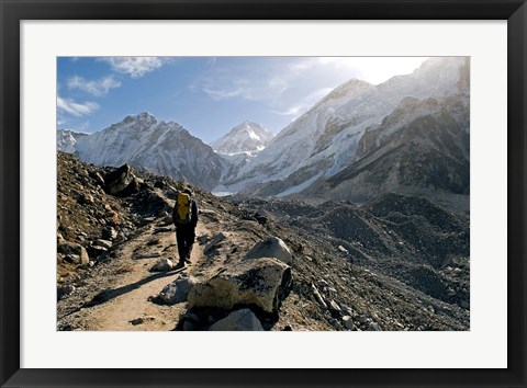 Framed trekker on the Everest Base Camp Trail, Nepal Print