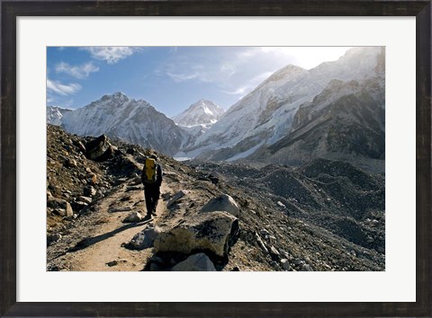 Framed trekker on the Everest Base Camp Trail, Nepal Print