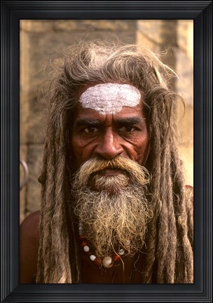 Framed Close-up of Religious Man in Kathmandu, Nepal Print