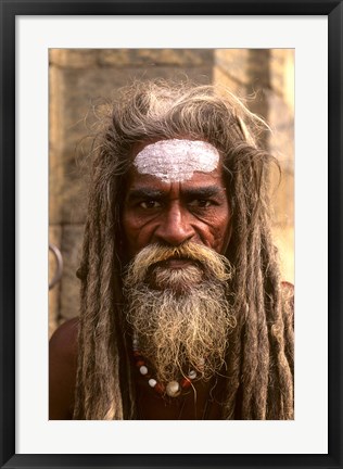 Framed Close-up of Religious Man in Kathmandu, Nepal Print