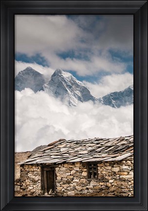 Framed Stone hut, Khumbu Valley, Nepal Print