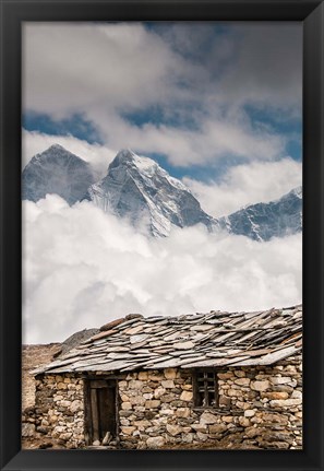 Framed Stone hut, Khumbu Valley, Nepal Print