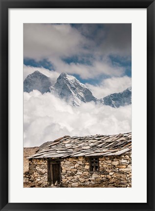 Framed Stone hut, Khumbu Valley, Nepal Print