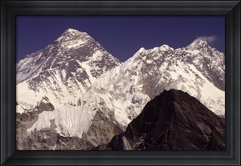 Framed Mt. Everest seen from Gokyo Valley, Sagarnatha National Park, Nepal. Print