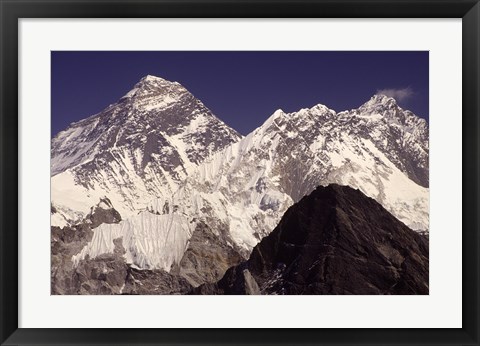 Framed Mt. Everest seen from Gokyo Valley, Sagarnatha National Park, Nepal. Print