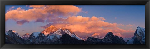 Framed Snowcapped Mountain Peaks, Mt Everest Print